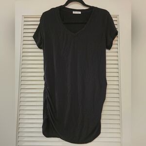 Bearsland - (Maternity) Black Short-Sleeve Ruched Side Detail Tunic Top